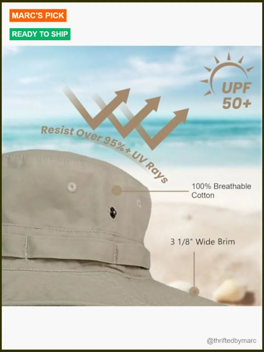 UPF 50+ Unisex Boonie Hat with Adjustable Chin Strap, Foldable Sun Hat for